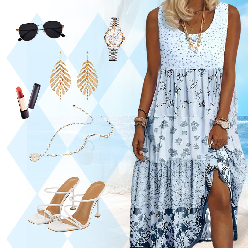 Boho Floral Sleeveless Maxi Dress
