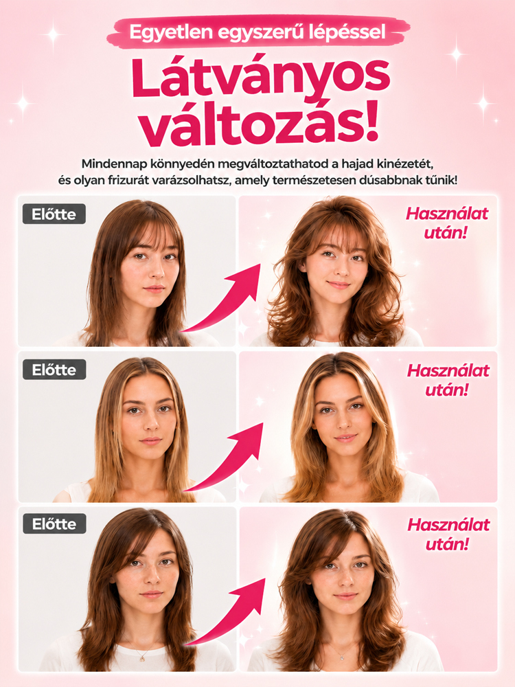 3D Elektromos Hajdúsító Kefe | Azonnali Hajtőemelés & Szalon Volumen (-50%)