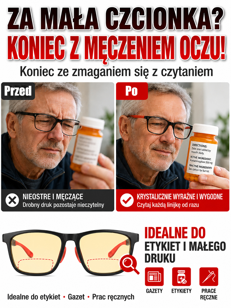 Inteligentne Okulary do Czytania z Autofokusem i Filtrem Niebieskiego Światła (50% Taniej)