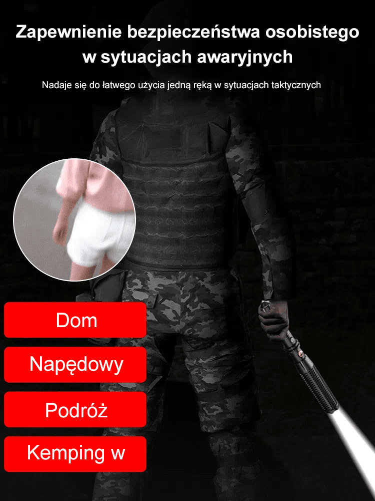 Taktyczna Latarka Ratunkowa ze Zbijakiem do Szyb | Płatność przy odbiorze! -80%