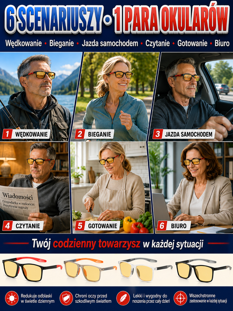 Inteligentne Okulary do Czytania z Autofokusem i Filtrem Niebieskiego Światła (50% Taniej)