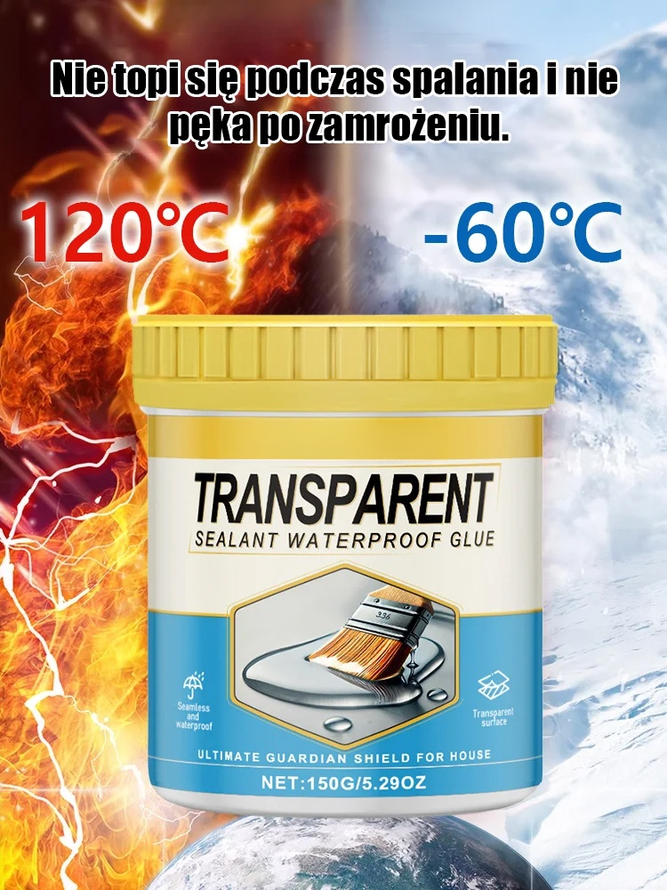 Bezbarwny Uszczelniacz Wodoodporny – Błyskawiczna Naprawa Przecieków Bez Kucia [Zestaw Promocyjny] -75%