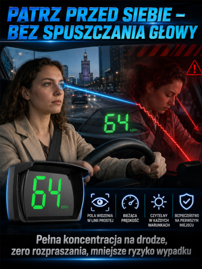Wojskowy Wyświetlacz HUD do Auta - Uniknij Mandatów! -50%