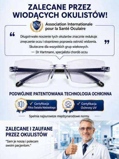 Okulary Anty-Niebieskie Światło 3w1 | Automatyczna Adaptacja +1.00~+7.00  -75%