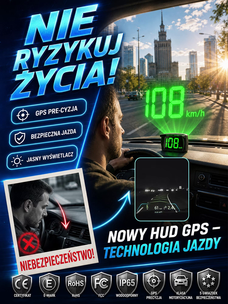 Wojskowy Wyświetlacz HUD do Auta - Uniknij Mandatów! -50%