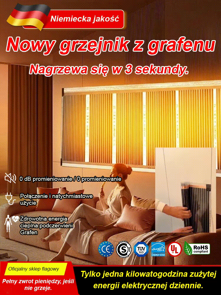 Grafenowy Grzejnik Ścienny | Szybkie Grzanie 3s | -50%
