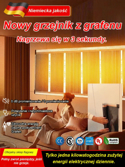 Grafenowy Grzejnik Ścienny | Szybkie Grzanie 3s | -50%