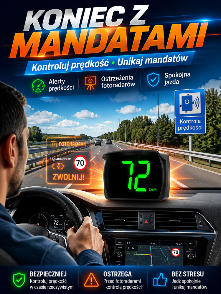Wojskowy Wyświetlacz HUD do Auta - Uniknij Mandatów! -50%
