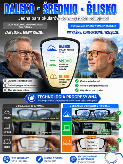 Inteligentne Okulary do Czytania z Autofokusem i Filtrem Niebieskiego Światła (50% Taniej)