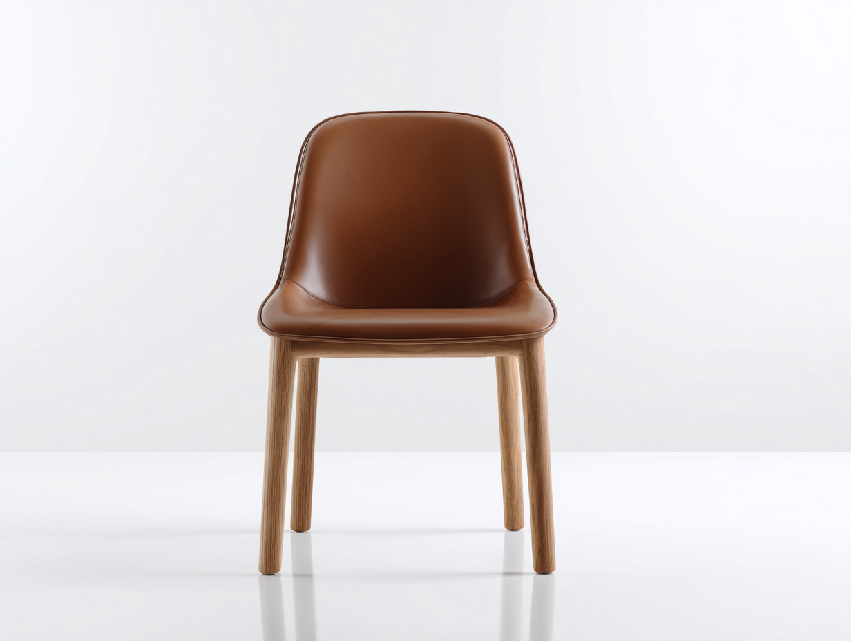 Sedia da pranzo - Similpelle-Legno - 50x55x80 cm - Marrone castagna - Stile minimalista-Niriaoliving