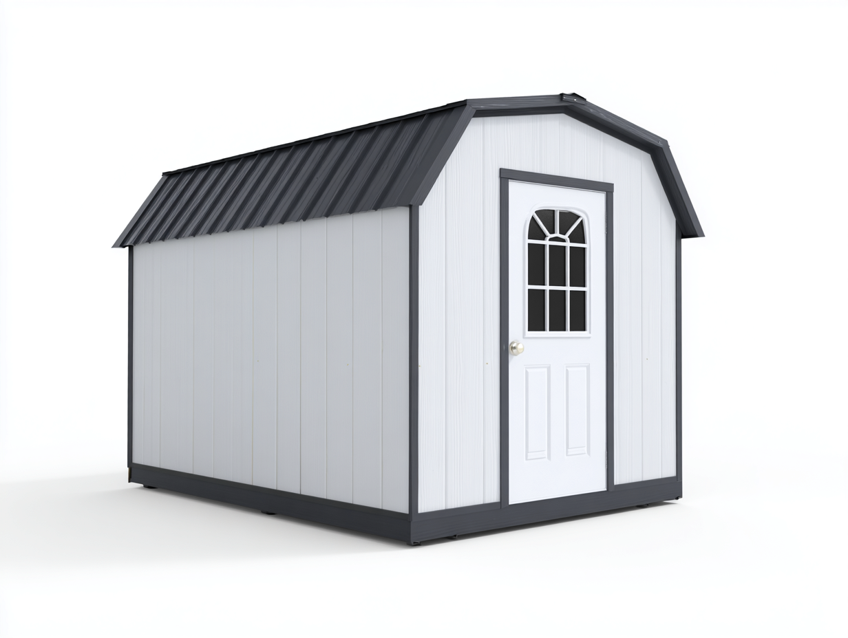 Casetta da giardino - acciaio zincato - 325x455x335 cm - bianco-grigio scuro - moderna-Niriaoliving
