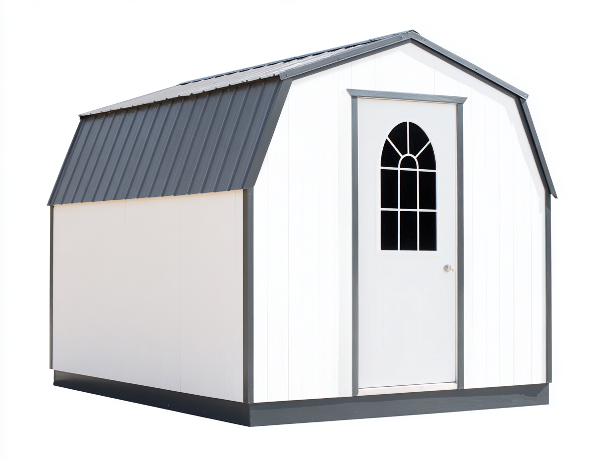 Casetta da giardino - acciaio zincato - 330x480x340 cm - bianco-grigio - moderna-Niriaoliving