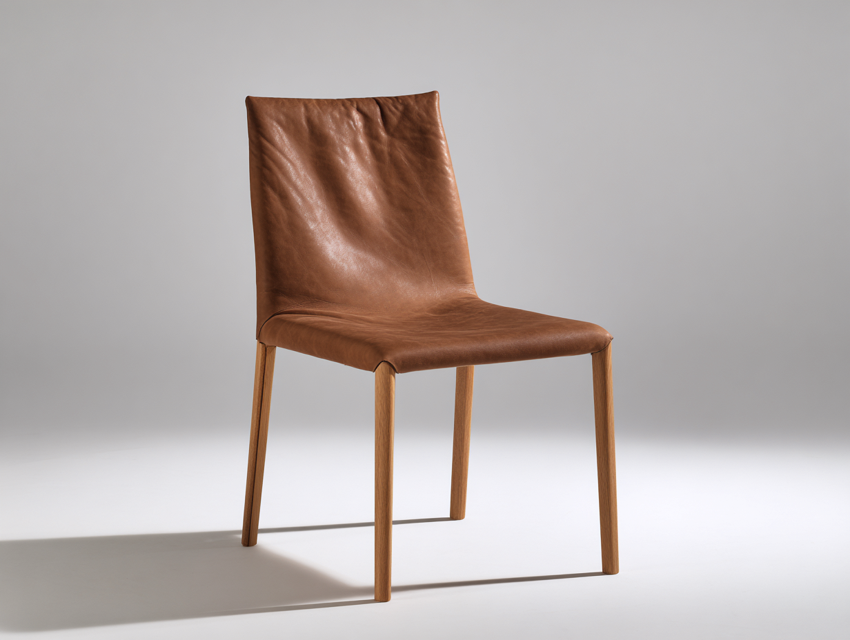 Sedia da pranzo - Similpelle-Legno - 48x57x90 cm - Marrone cuoio - Stile contemporaneo-Niriaoliving