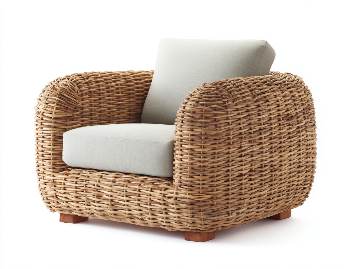 Poltrona da giardino - rattan-tessuto-legno - 111x96x77 cm - naturale-beige - stile rustico-Niriaoliving