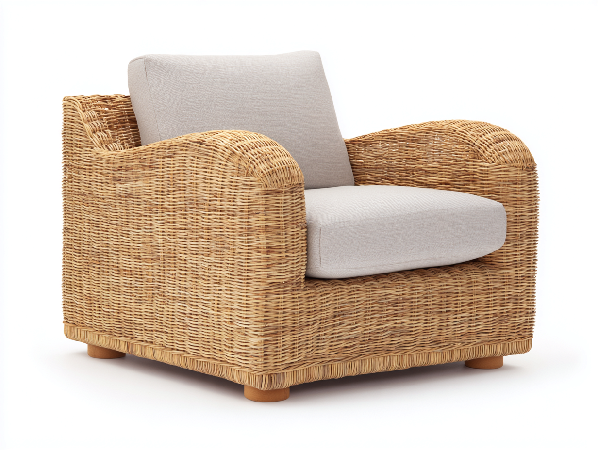 Poltrona da giardino - rattan-tessuto-legno - 110x95x78 cm - naturale-beige - stile rustico-Niriaoliving