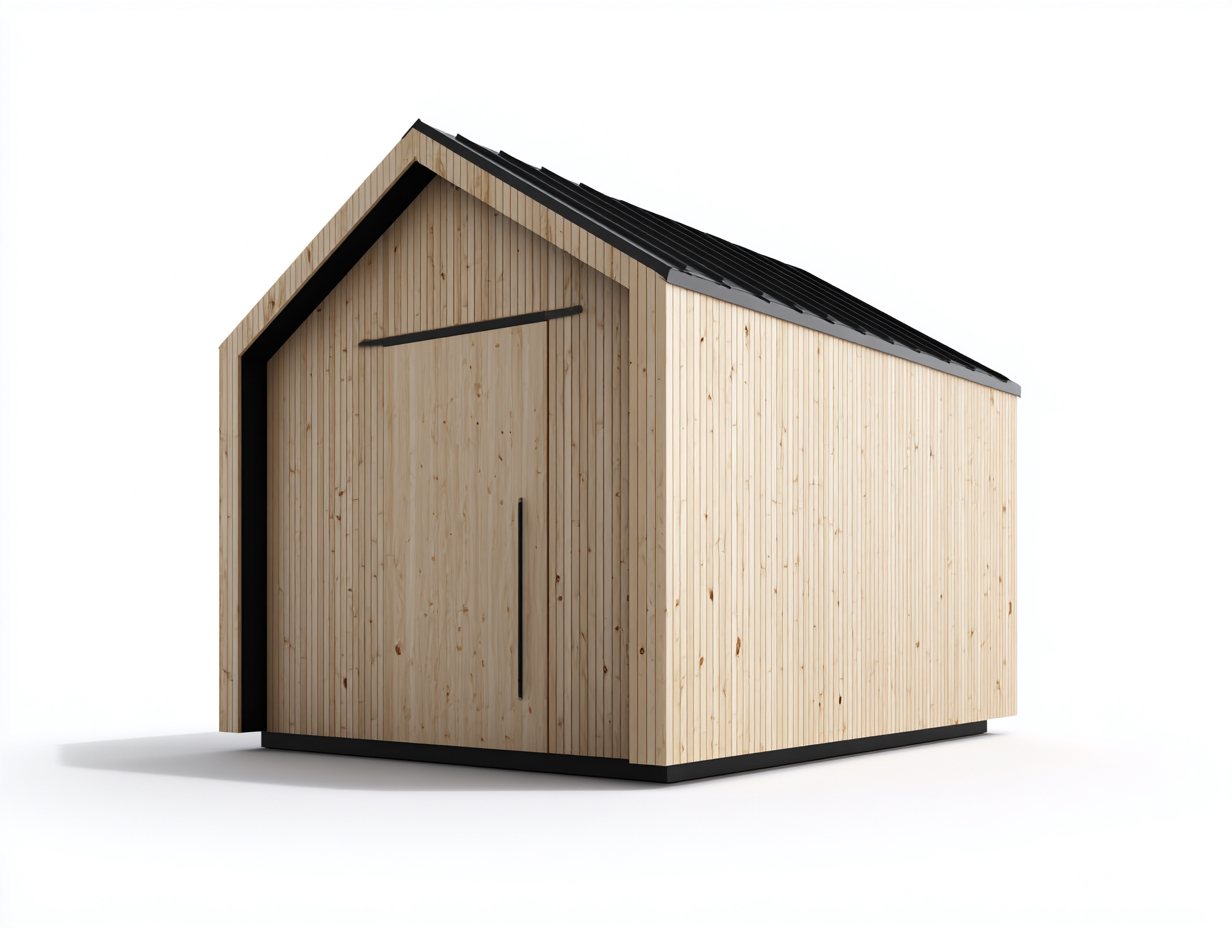 Casetta da giardino - legno - 350x470x310 cm - naturale-nero - moderna-Niriaoliving