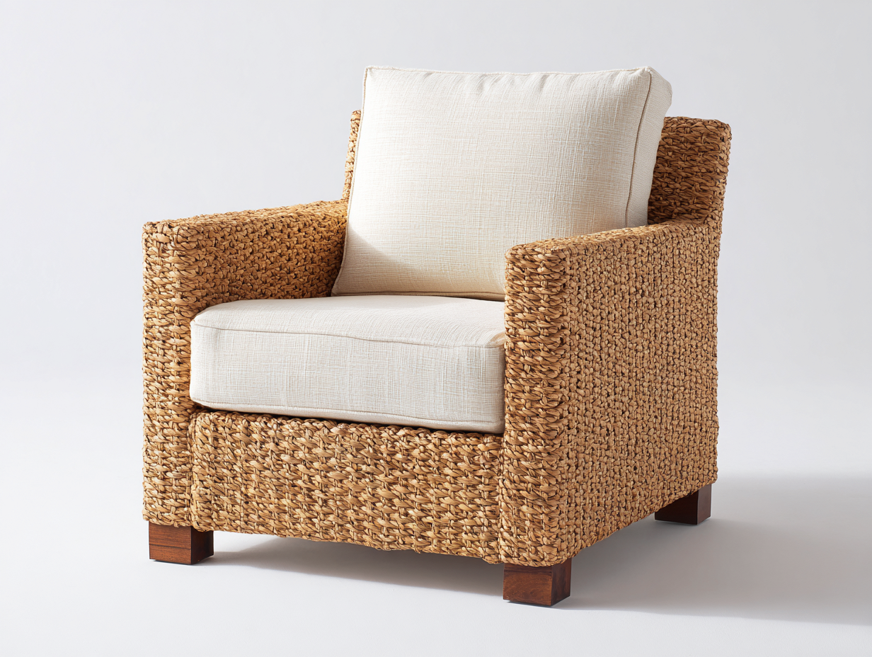 Poltrona da giardino - rattan-tessuto-legno - 105x93x79 cm - marrone-beige - stile naturale-Niriaoliving