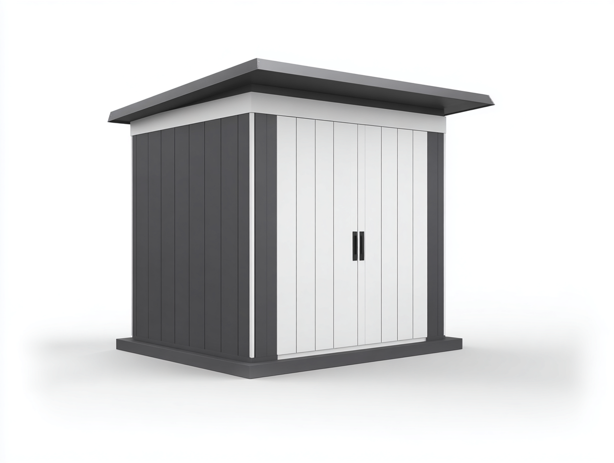 Casetta da giardino - acciaio zincato - 285x335x255 cm - grigio-bianco - moderna-Niriaoliving
