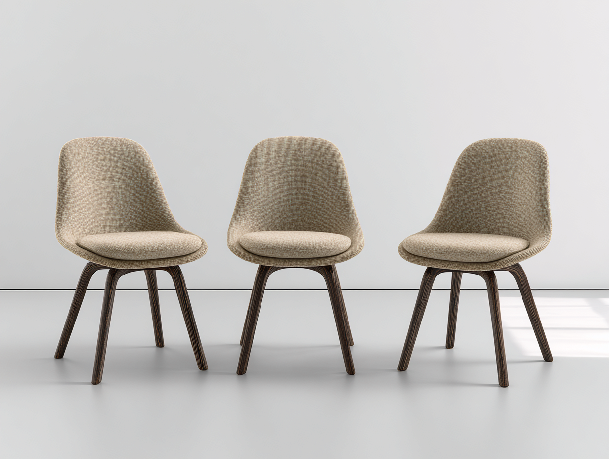 Sedia da pranzo - Tessuto-Legno - 55x58x83 cm - Beige - Stile scandinavo-Niriaoliving