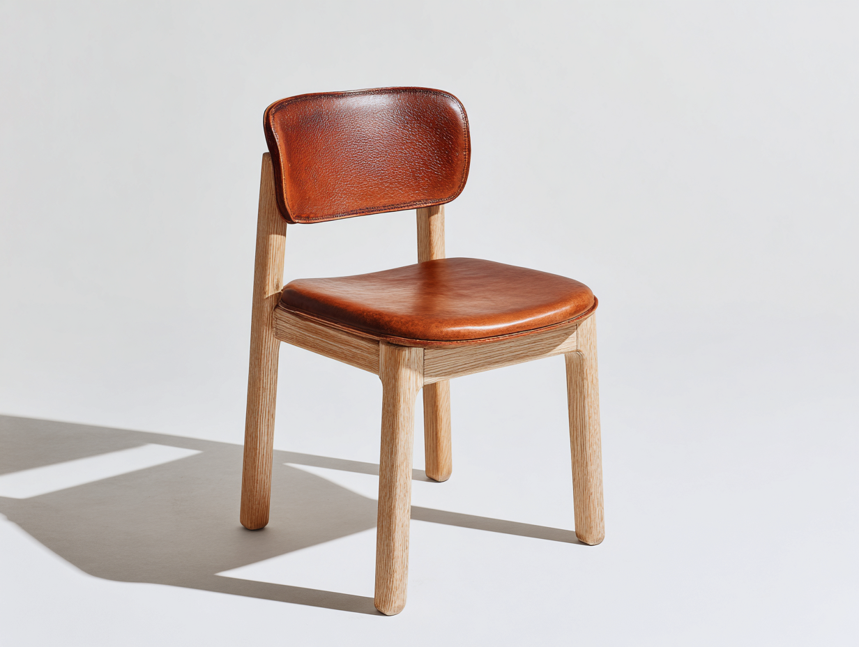 Sedia da pranzo - Similpelle-Legno - 47x52x76 cm - Marrone ambra - Stile nordico moderno-Niriaoliving