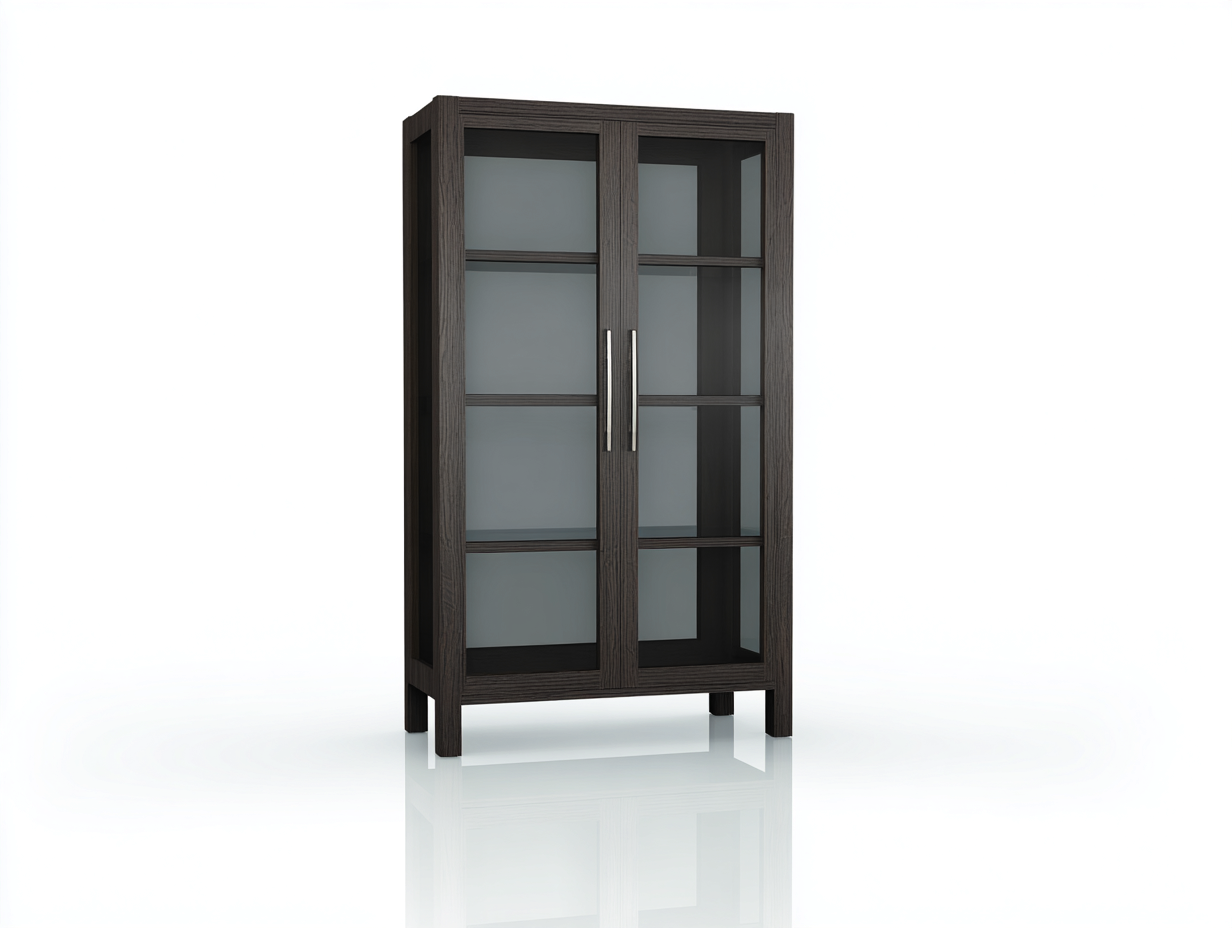 Vetrina - legno-vetro - 88x42x165 cm - grigio scuro - stile contemporaneo-Niriaoliving