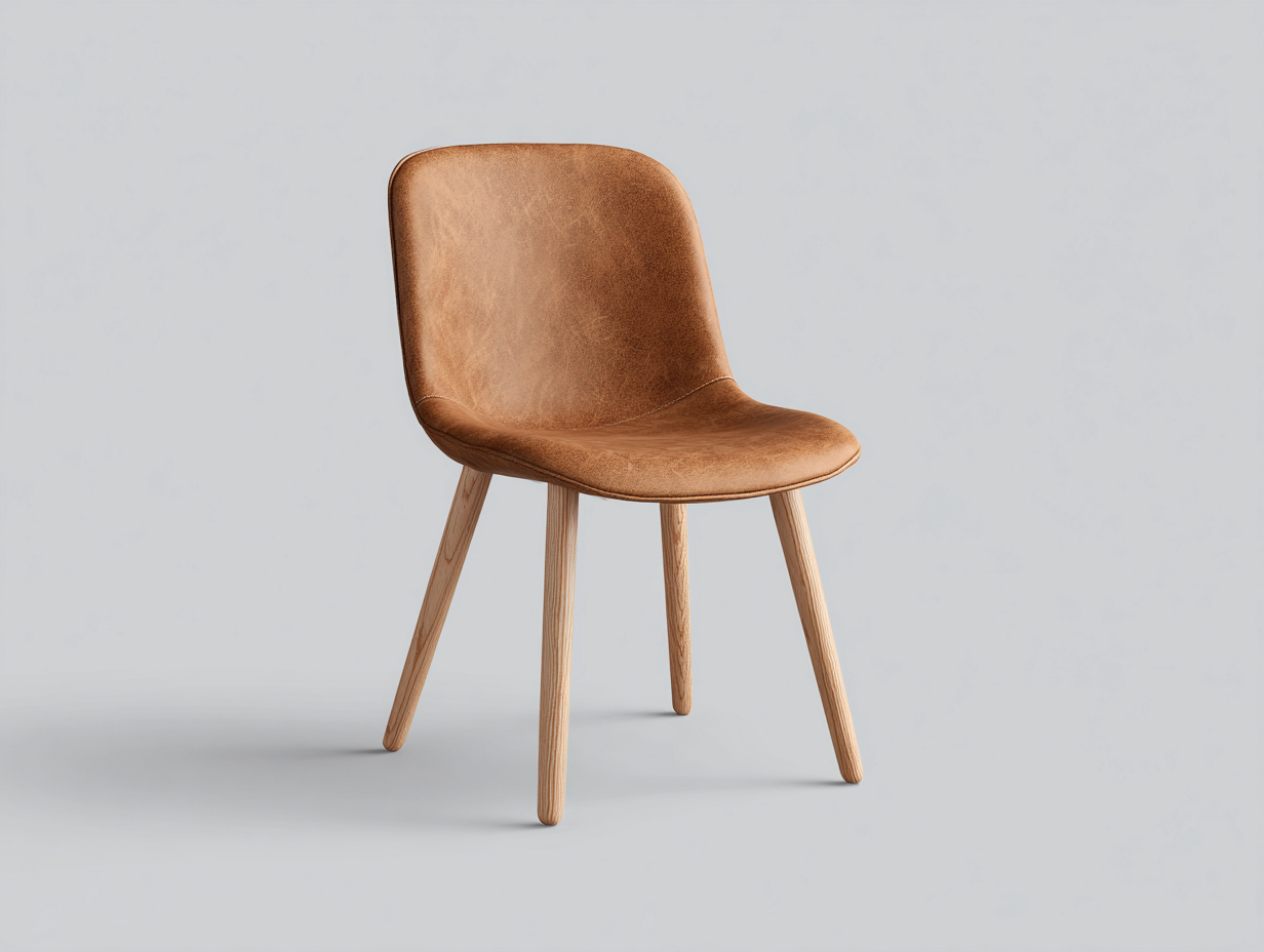 Sedia da pranzo - Similpelle-Legno - 52x56x81 cm - Marrone chiaro - Stile nordico-Niriaoliving