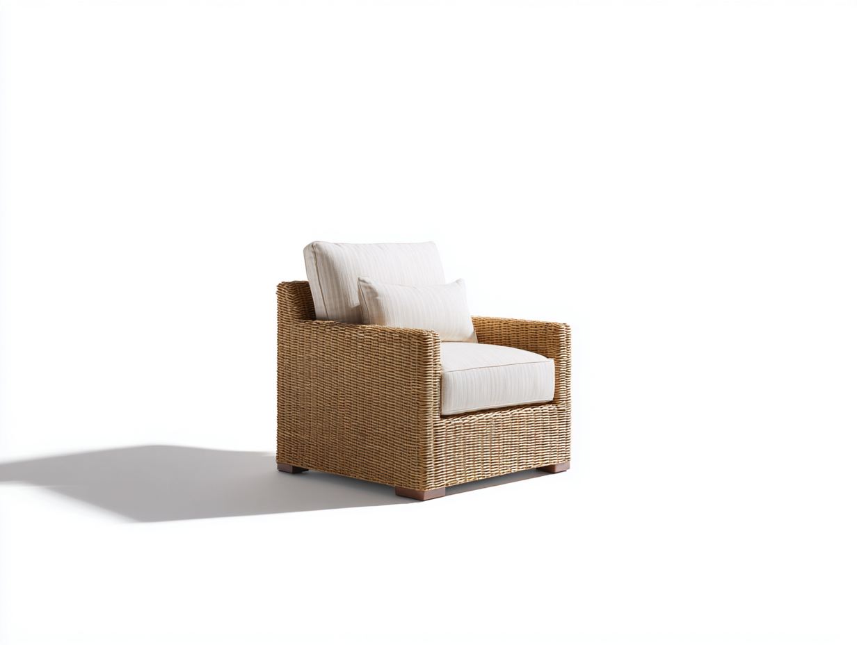 Poltrona da giardino - rattan-tessuto-legno - 98x86x80 cm - naturale-beige - stile mediterraneo-Niriaoliving