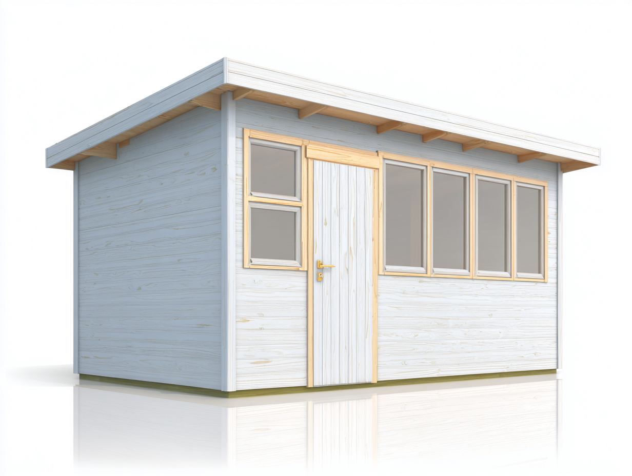 Casetta da giardino - legno - 390x560x285 cm - bianco naturale - moderna-Niriaoliving