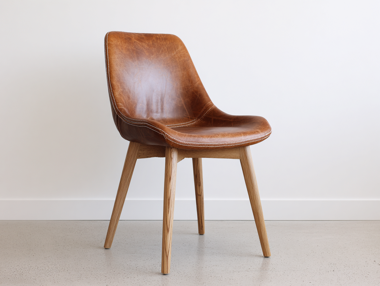 Sedia da pranzo - Similpelle-Legno - 54x59x83 cm - Marrone tabacco - Stile vintage moderno-Niriaoliving