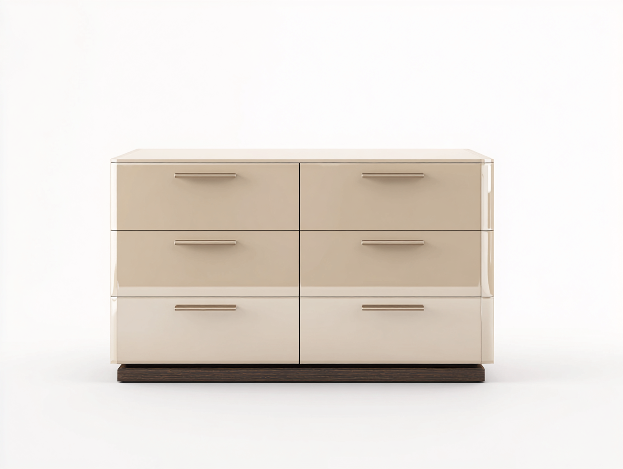 Cassettiera-Legno-MDF-Metallo-122x44x79 cm-beige lucido-noce-stile contemporaneo-Savaohaus