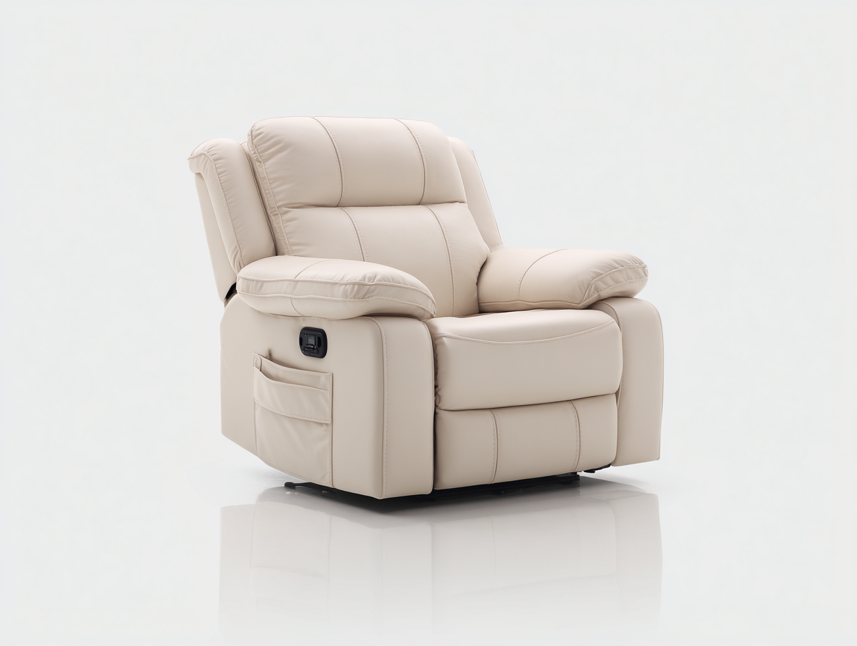 Poltrona reclinabile-Ecopelle-95x88x103 cm-Crema-Design moderno-Savaohaus