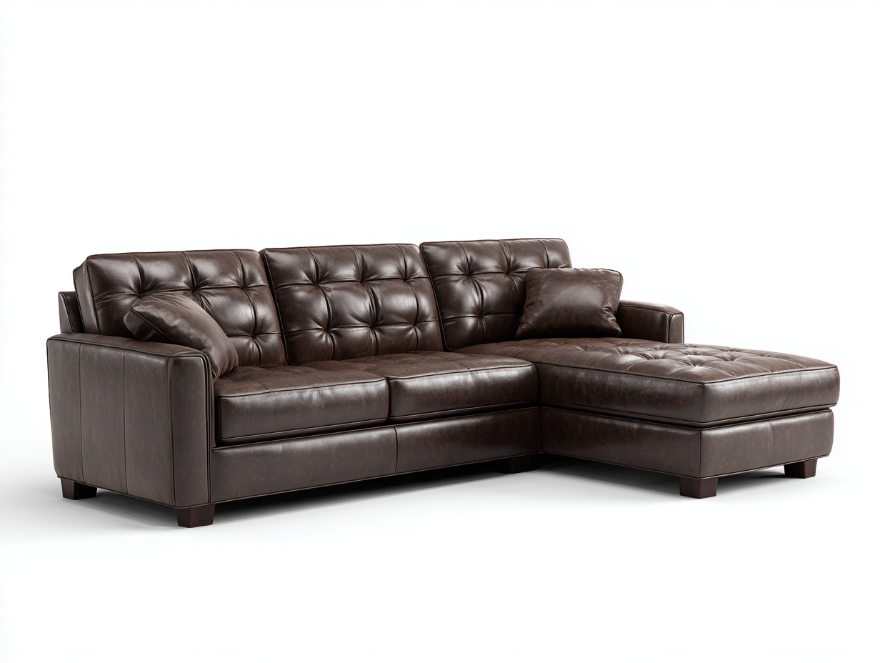 Divano angolare-Ecopelle-legno-284x172x88 cm-Marrone scuro-Classico contemporaneo-Savaohaus
