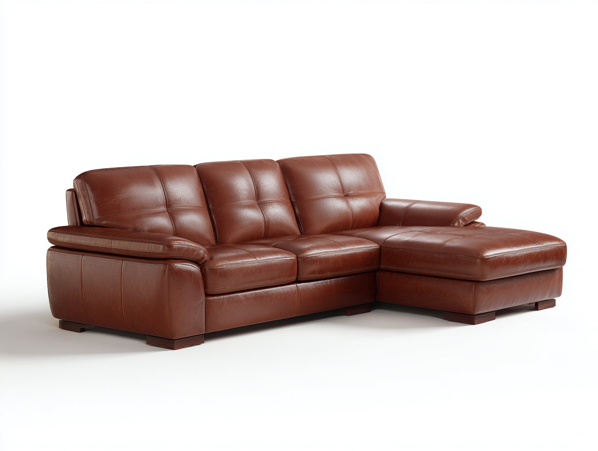 Divano angolare-Ecopelle-legno-288x175x90 cm-Marrone cognac-Contemporaneo di lusso-Savaohaus