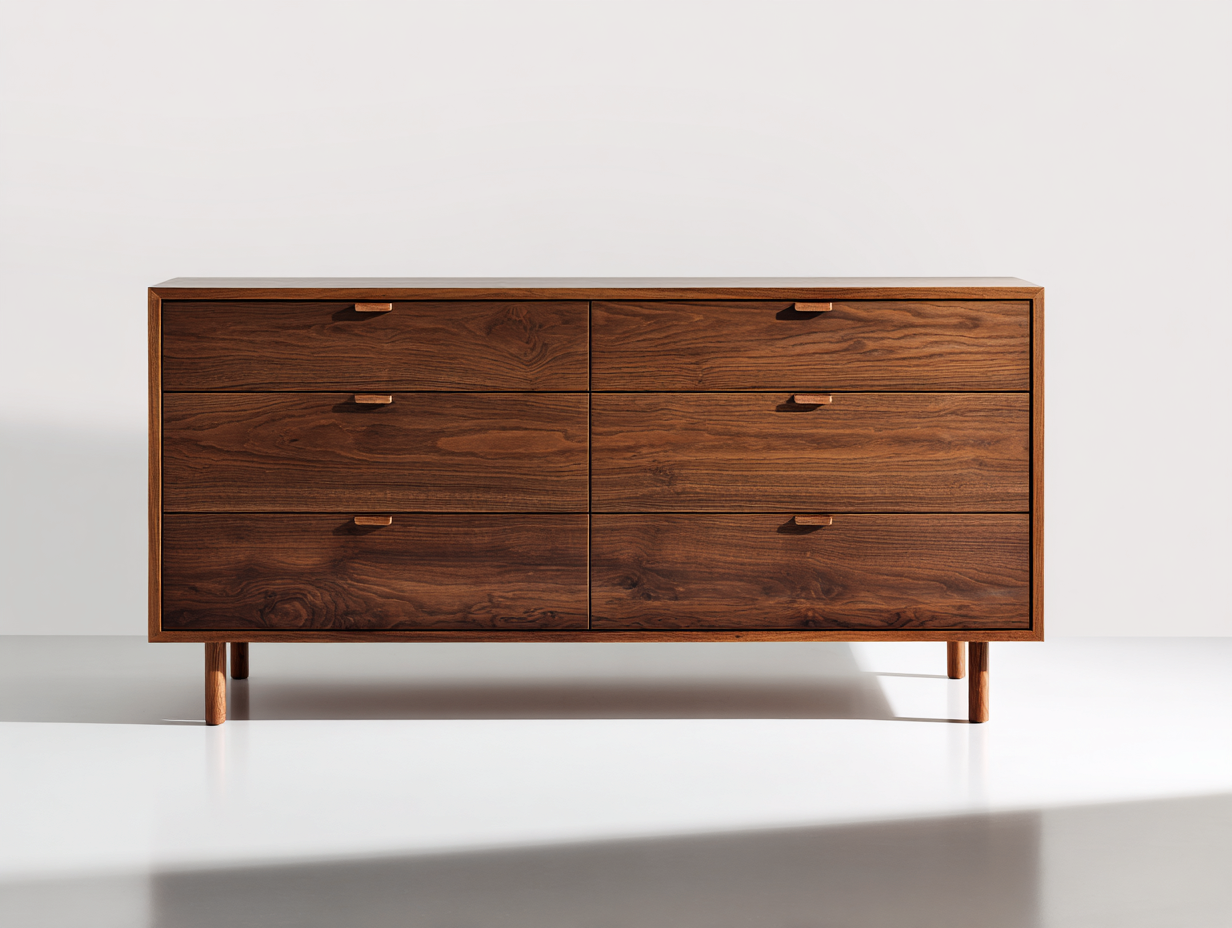 Cassettiera-Legno massello-Legno-142x44x78 cm-noce scuro-stile nordico contemporaneo-Savaohaus