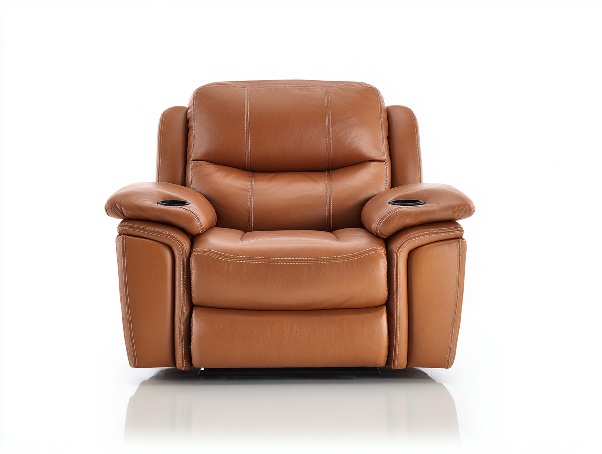 Poltrona reclinabile-Ecopelle-101x96x107 cm-Cognac-Design relax contemporaneo-Savaohaus