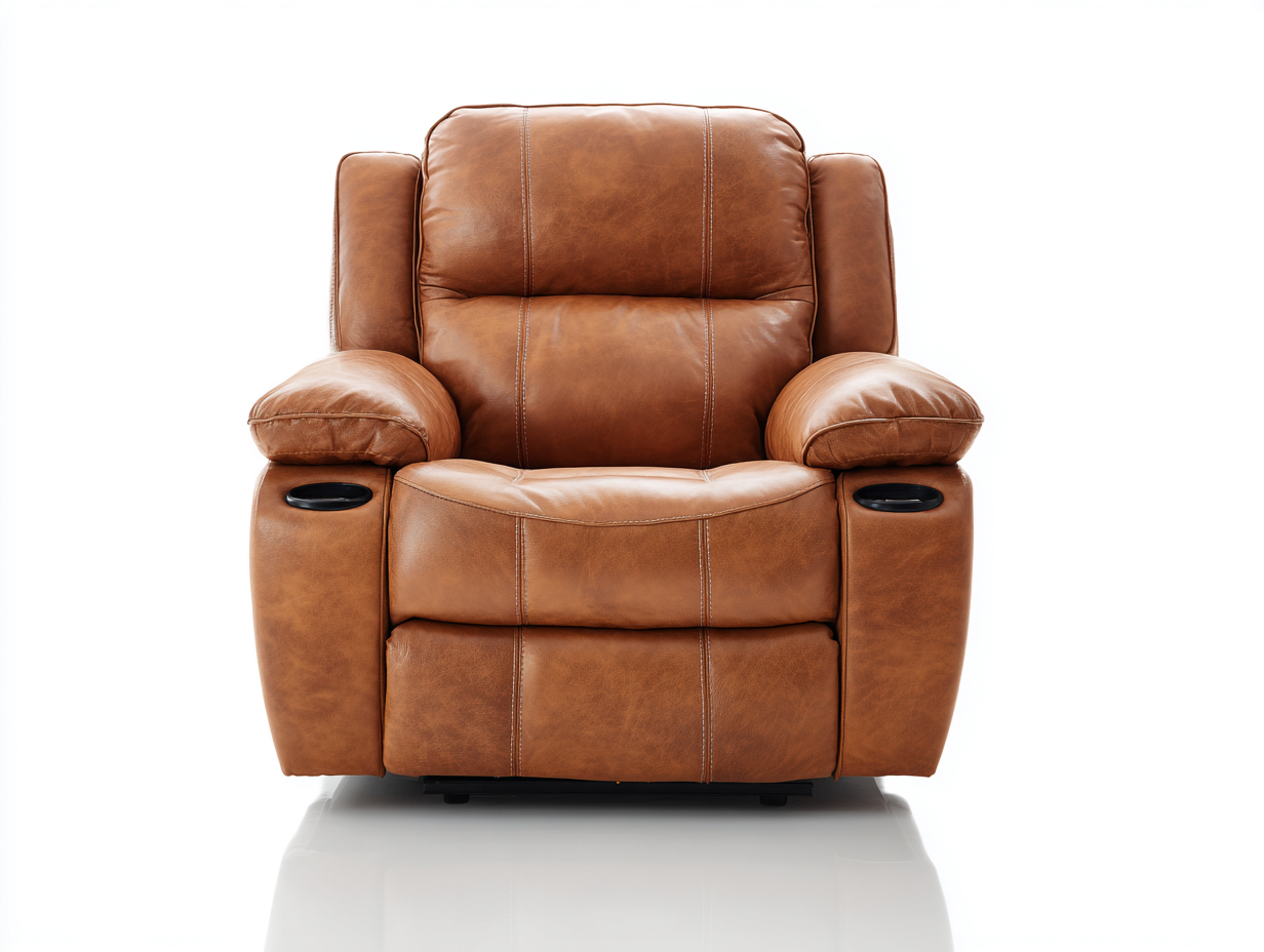 Poltrona reclinabile-Ecopelle-103x98x109 cm-Cognac-Stile home cinema moderno-Savaohaus