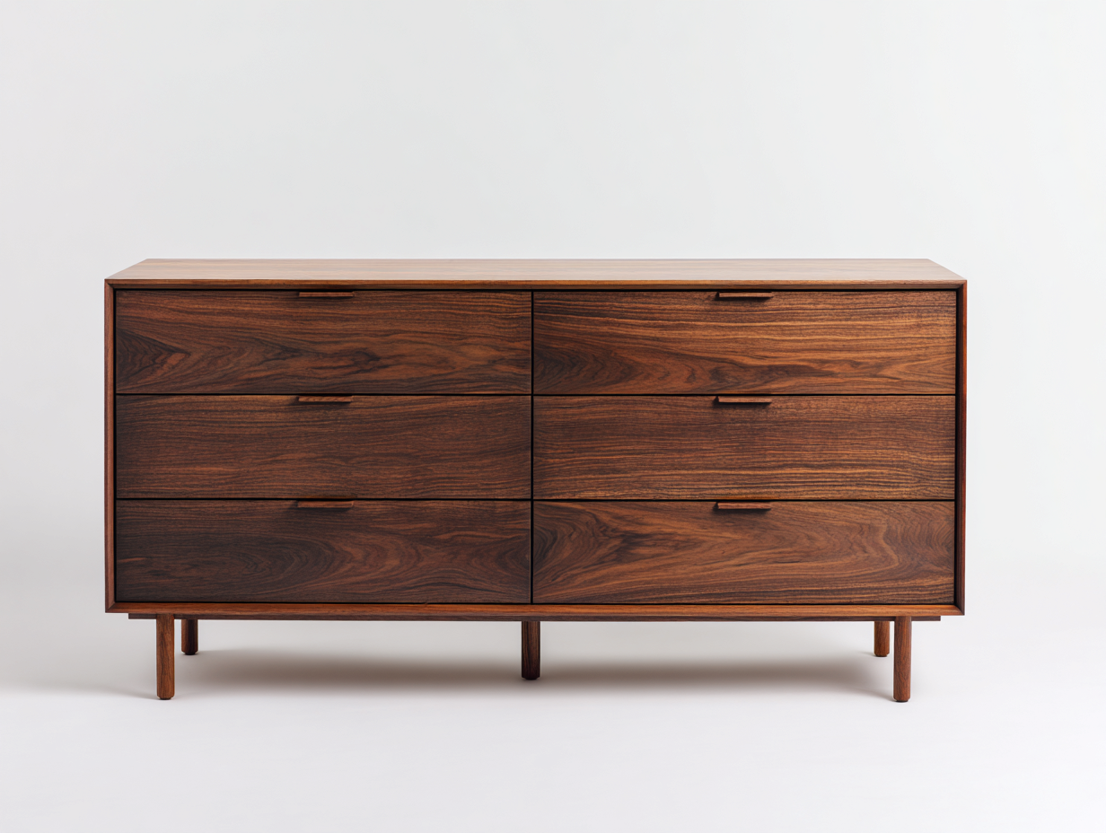Cassettiera-Legno massello-Legno-148x44x80 cm-noce scuro-stile nordico moderno-Savaohaus