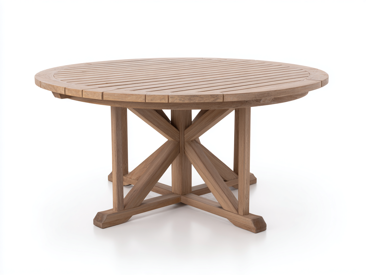 Tavolo da giardino-Legno-140x140x74 cm-Marrone chiaro-Design con base incrociata-Savaohaus