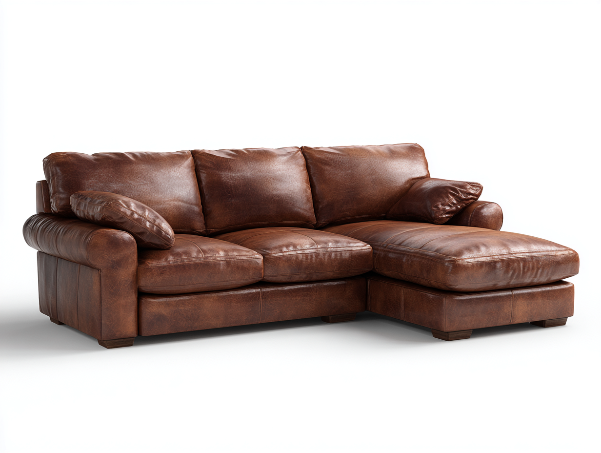Divano angolare-Ecopelle-legno-272x168x87 cm-Marrone cognac-Contemporaneo accogliente-Savaohaus