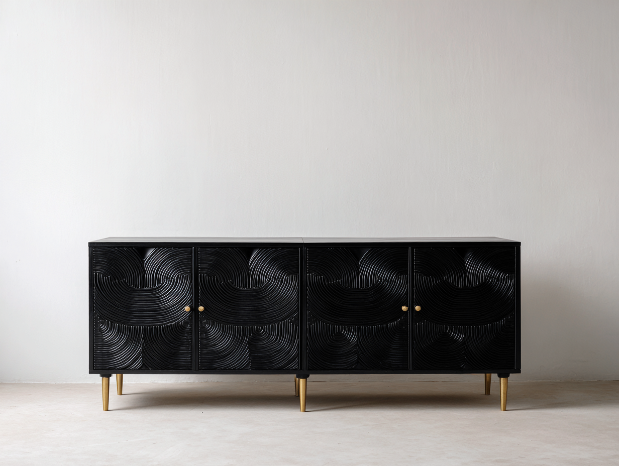 Mobile ingresso - legno-metallo - 188x43x79 cm - nero-oro - decorativo-Dotihanest