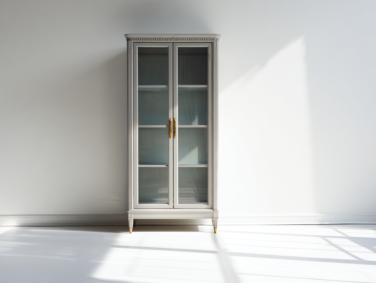 Vetrina - legno-vetro-metallo - 78x36x174 cm - grigio-oro - classico-Dotihanest