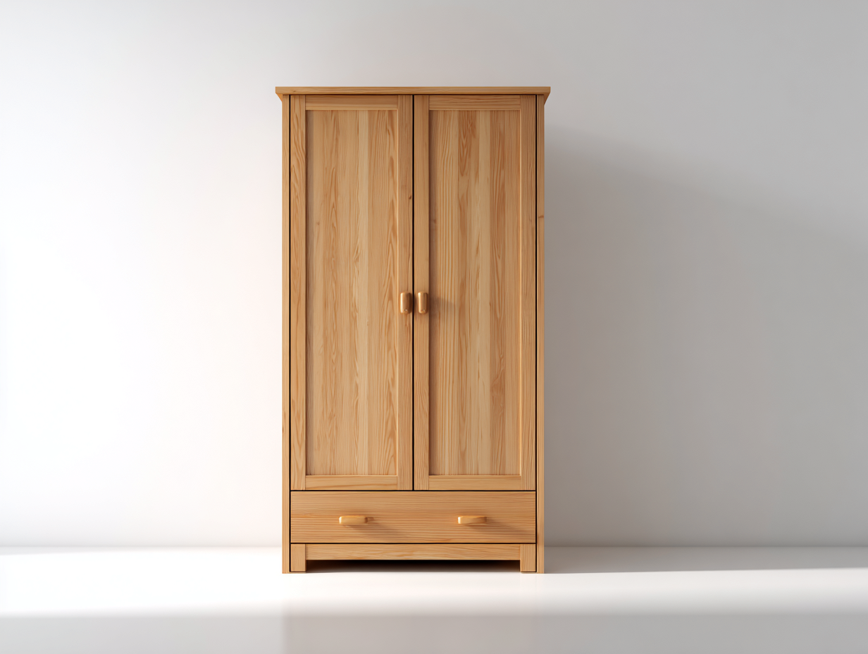 Armadio-legno massello-legno impiallacciato-98x56x194 cm-pino naturale-rustico tradizionale-Dotihanest