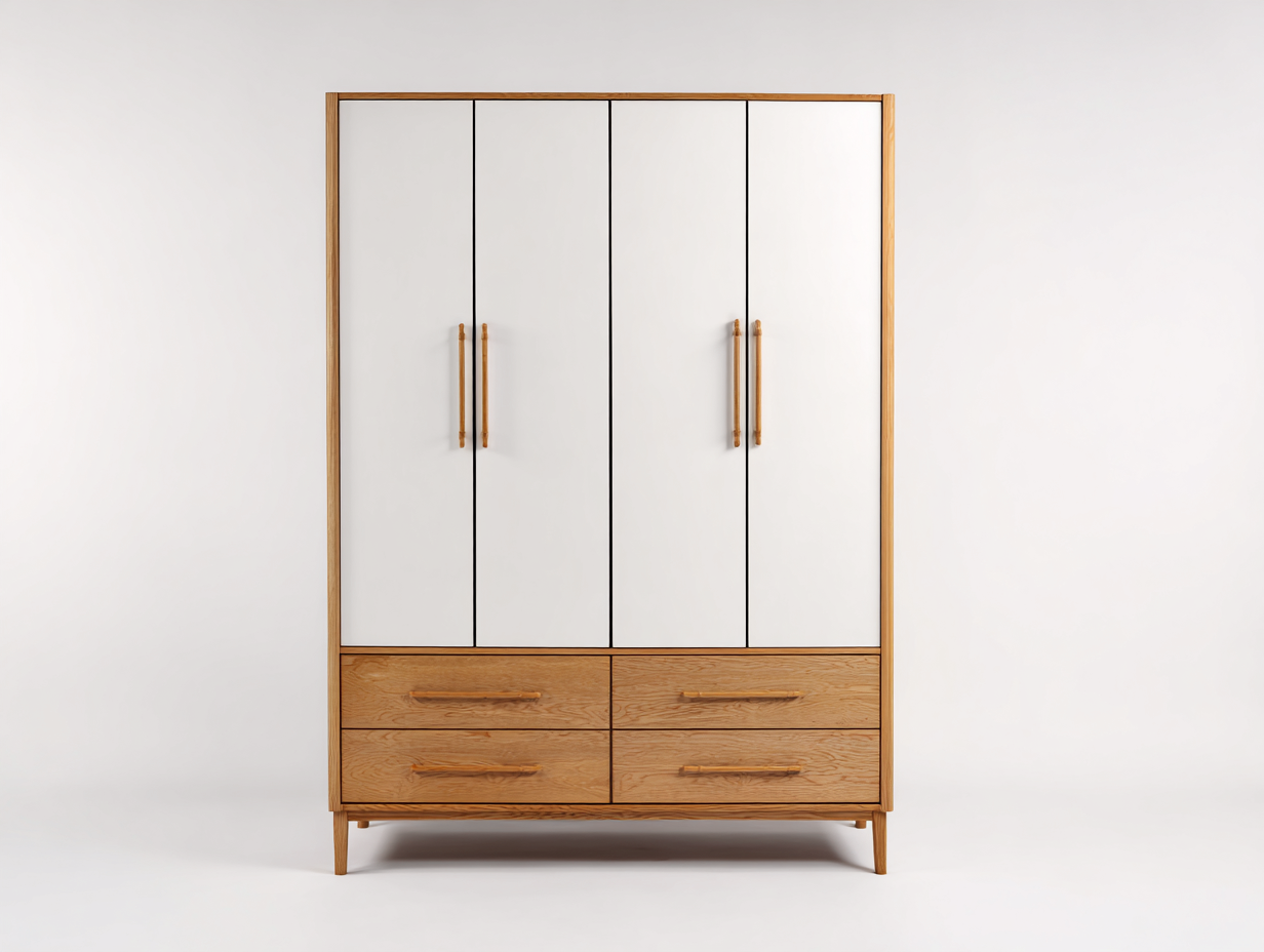 Armadio-legno ingegnerizzato-legno-158x56x206 cm-bianco-rovere naturale-scandinavo moderno-Dotihanest