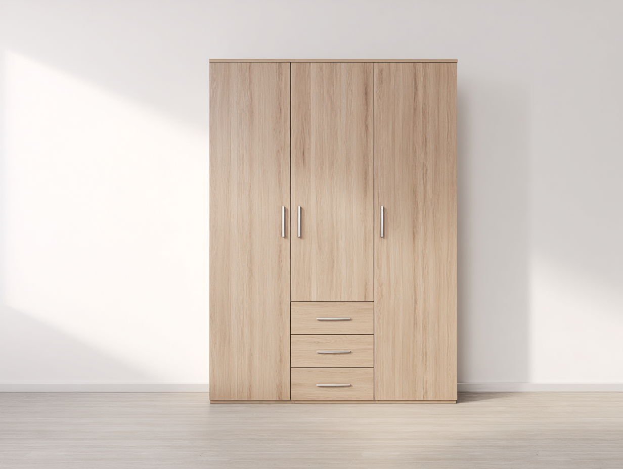 Armadio-legno ingegnerizzato-142x58x212 cm-rovere chiaro-minimalista moderno-Dotihanest
