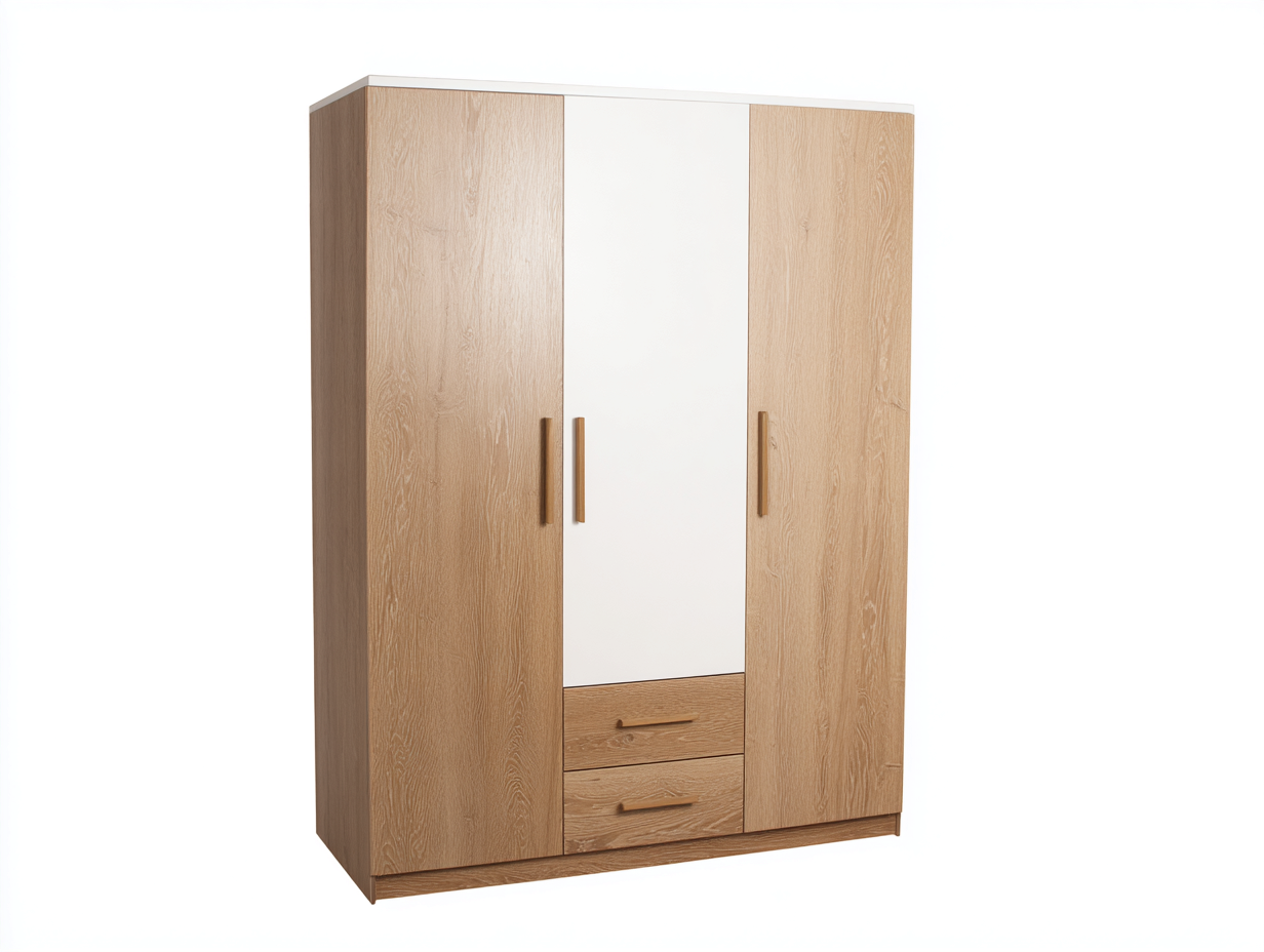 Armadio-legno ingegnerizzato-legno-161x60x214 cm-bianco-rovere naturale-scandinavo contemporaneo-Dotihanest