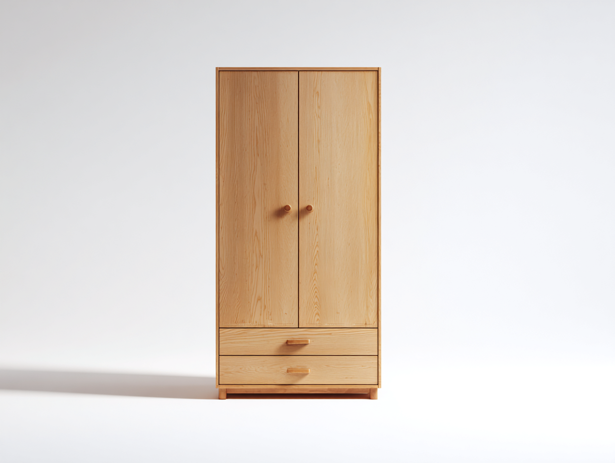 Armadio-legno massello-legno impiallacciato-92x54x188 cm-pino naturale-rustico nordico-Dotihanest