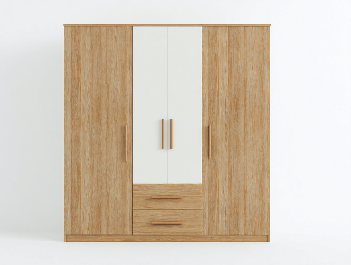 Armadio-legno ingegnerizzato-legno-174x59x212 cm-bianco-rovere naturale-scandinavo essenziale-Dotihanest