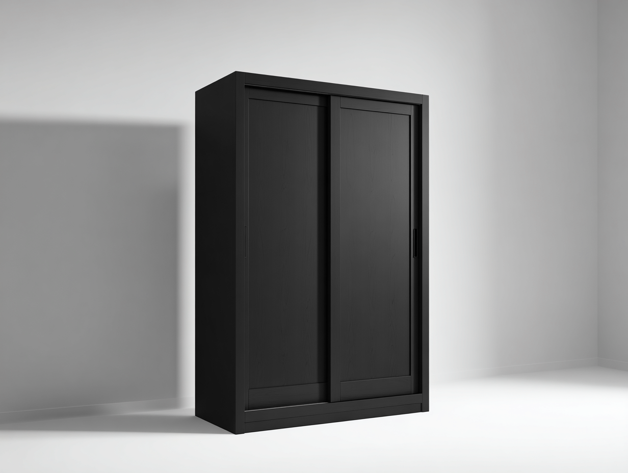 Armadio-legno ingegnerizzato-164x66x218 cm-nero opaco-industriale contemporaneo-Dotihanest