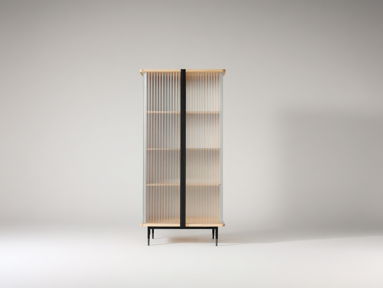 Vetrina - legno-vetro-metallo - 72x36x168 cm - beige-nero - moderno-Dotihanest