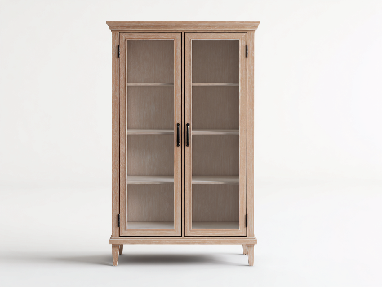 Vetrina - legno-vetro-metallo - 86x38x170 cm - beige-nero - classico-Dotihanest